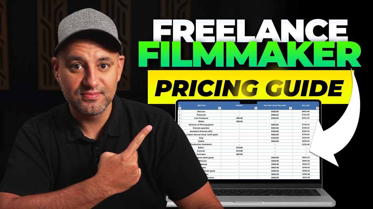 freelance videographer reviewing pricing notes at desk