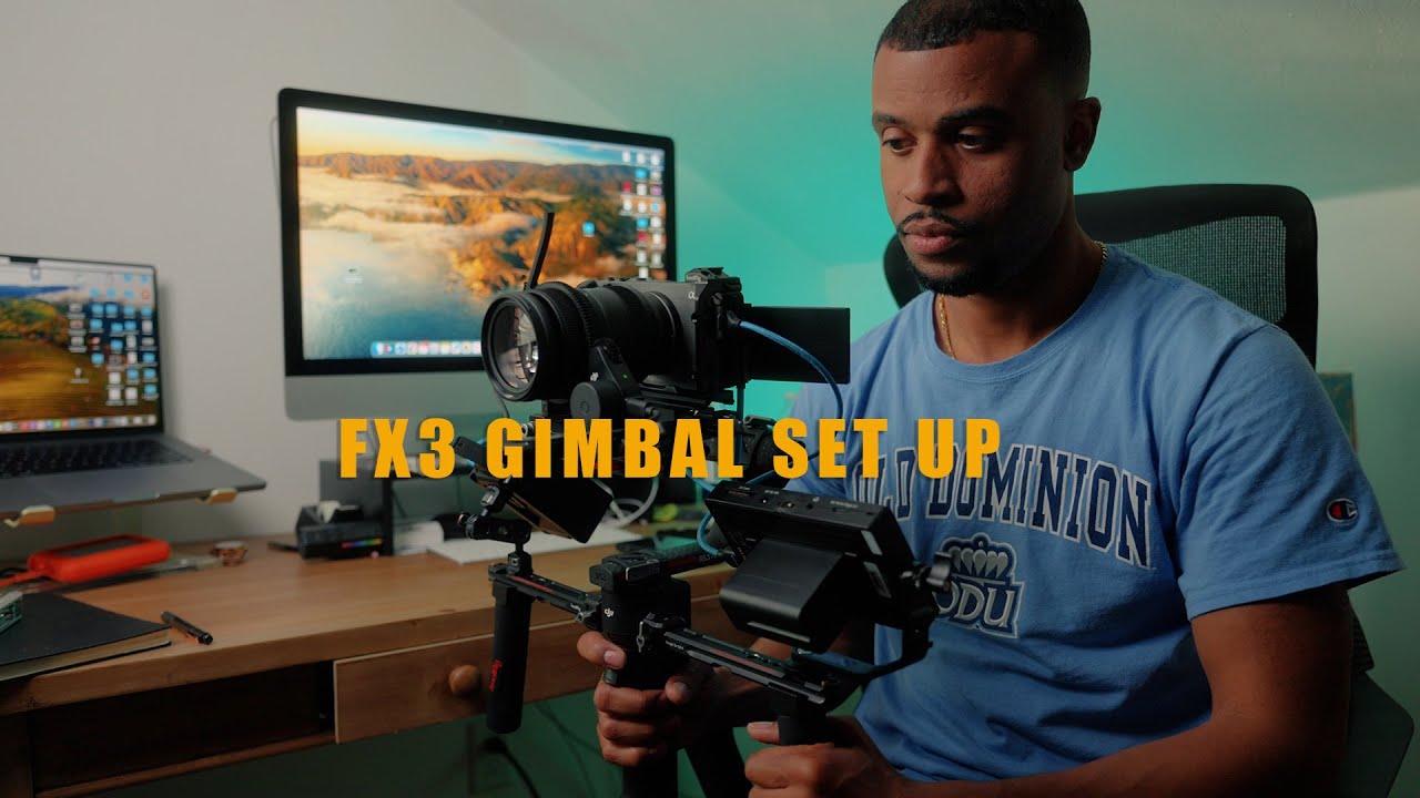 two wedding videographers setting up gimbals at venue
