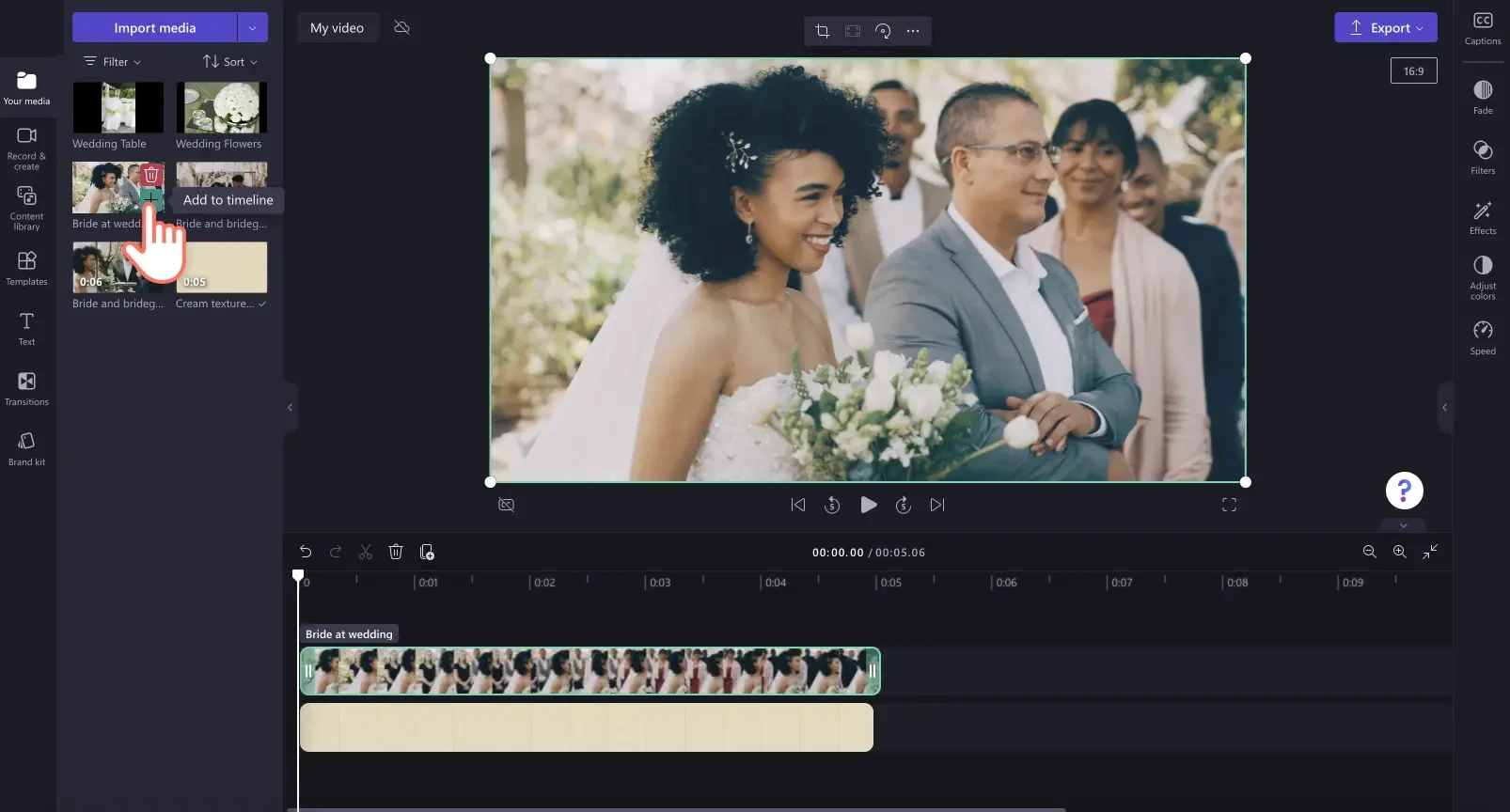 videographer editing wedding footage with timeline software