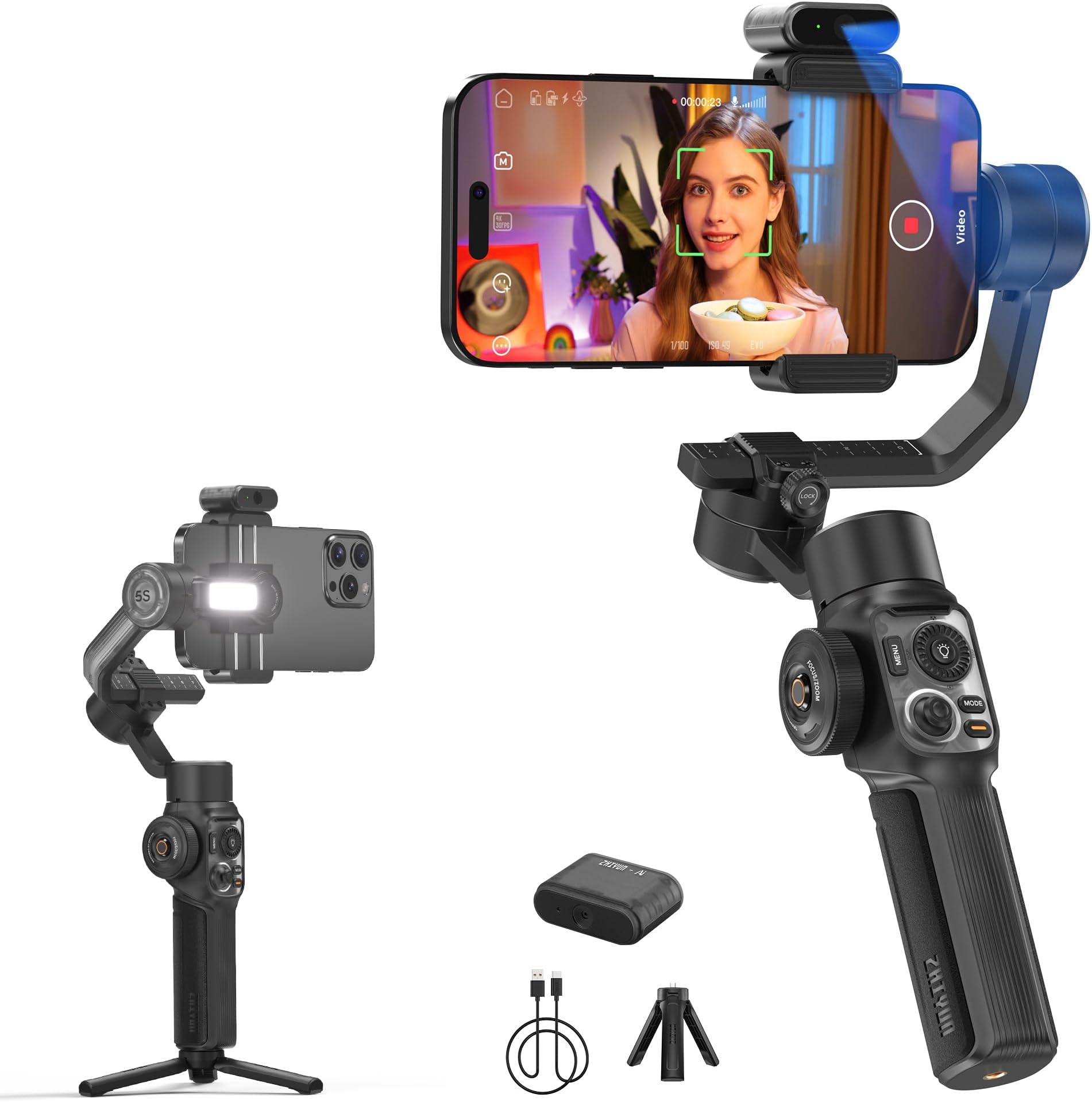 videographer filming vertical reel on smartphone gimbal