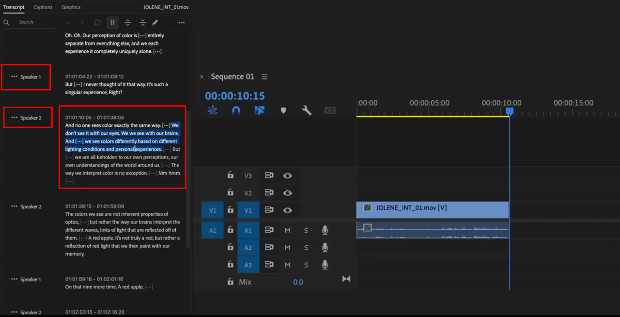 adobe premiere pro text-based editing transcript on screen