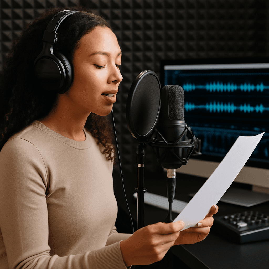 studio microphone recording voiceover narration