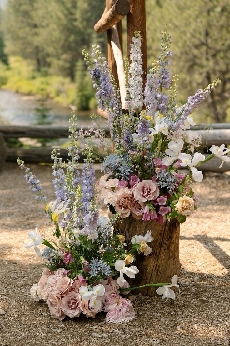 audio recorder hidden near ceremony altar flowers outdoor wedding