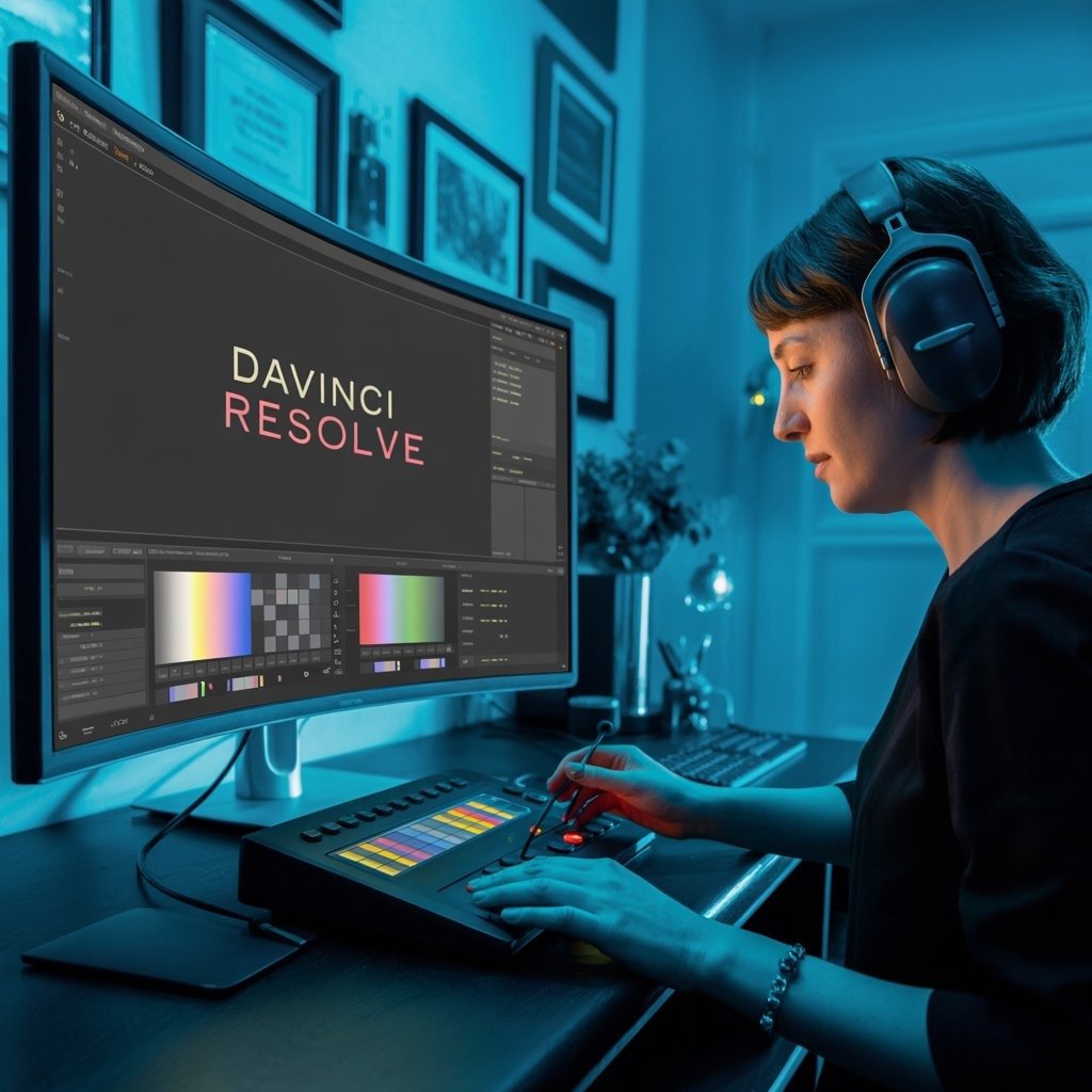 davinci resolve color grading workstation dual monitors