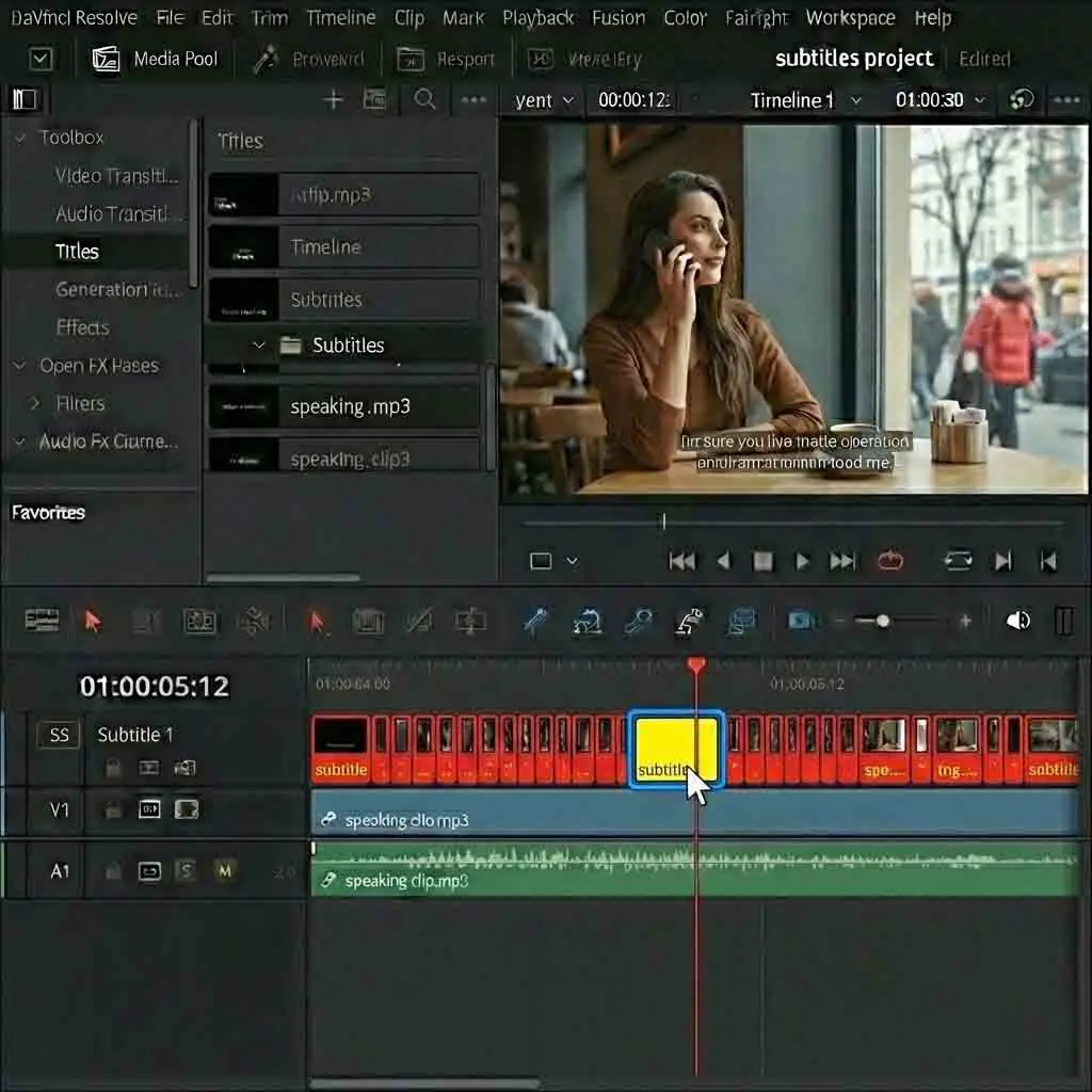 editor timing subtitle cues on timeline